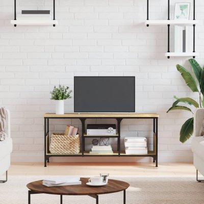 VIDAXL  - Meuble tv ch&ecirc;ne sonoma 100x35x45 cm bois d'ing&eacute;nierie et fer