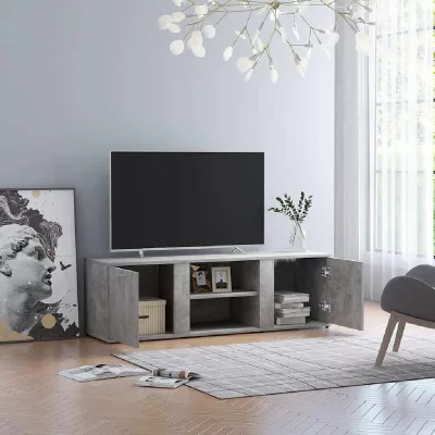 VIDAXL  meuble tv gris b&eacute;ton 120x34x37 cm agglom&eacute;r&eacute; 801165