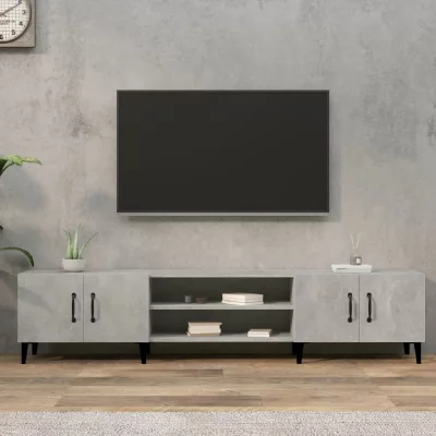 VIDAXL  meuble tv gris b&eacute;ton 180x31,5x40 cm bois d'ing&eacute;nierie