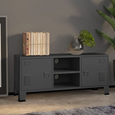 VIDAXL  meuble tv industriel anthracite 105x35x42 cm m&eacute;tal