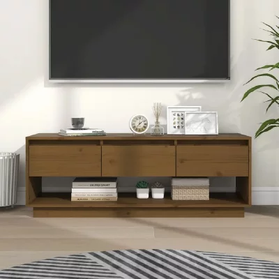 VIDAXL  meuble tv marron miel 110,5x34x40 cm bois de pin massif