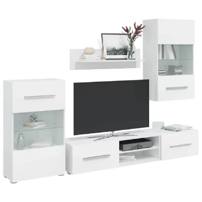 VIDAXL  - Meuble TV Mural avec Eclairage LED 5 pcs Blanc Blanc