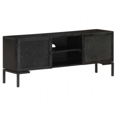 VIDAXL  - Meuble tv Noir 115x30x46 cm Bois massif de manguier Noir