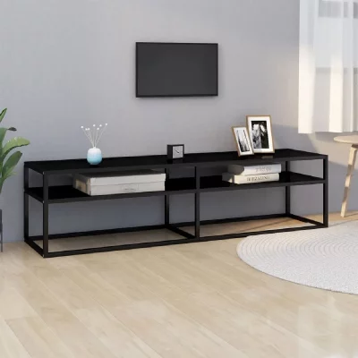 VIDAXL  meuble tv noir 160x40x40,5 cm verre tremp&eacute;