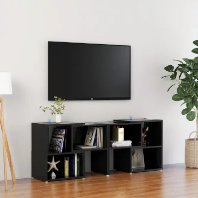 VIDAXL  - Meuble tv Noir brillant 104x30x52 cm Agglom&eacute;r&eacute;