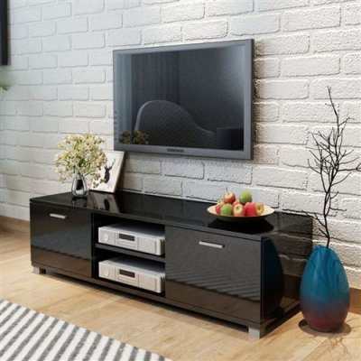 VIDAXL  - Meuble TV Noir Brillant 140x40,3x34,7 cm