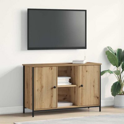 VIDAXL  - Meuble tv Noir Ch&ecirc;ne 101x35x65 cm Bois reconstitu&eacute; et Acier