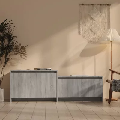 VIDAXL  meuble tv sonoma gris 146,5x35x50 cm agglom&eacute;r&eacute;