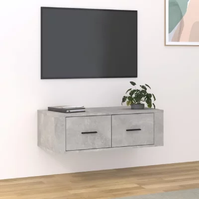 VIDAXL  meuble tv suspendu gris b&eacute;ton 80x36x25 cm bois d'ing&eacute;nierie