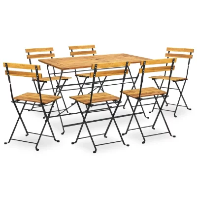 VIDAXL  Mobilier &Agrave; D&icirc;ner D'ext&eacute;rieur Pliable 7 Pcs Bois D'acacia Solide