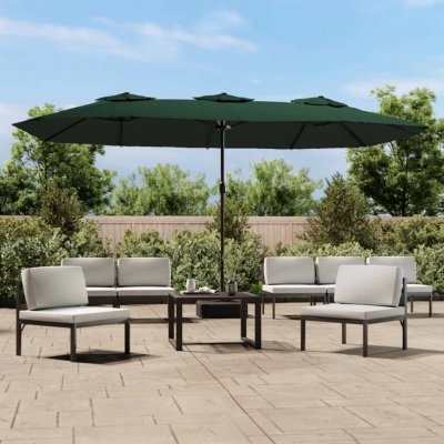 VIDAXL  Parasol &Agrave; Double T&ecirc;te Avec Led Vert 449x245 Cm