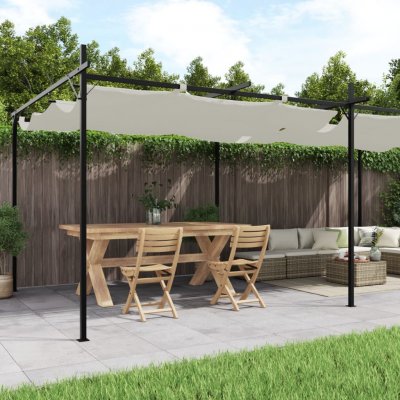 VIDAXL  Pergola Avec Toit R&eacute;tractable Cr&egrave;me 589x292x230 Cm