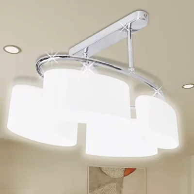 VIDAXL  plafonnier avec abat-jour en verre pour 4 ampoules e14 240988