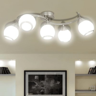 VIDAXL  plafonnier avec abat-jour en verre sur rail ondul&eacute; 240987