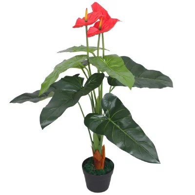VIDAXL  - Plante artificielle avec pot Anthurium 90 cm Rouge et Jaune Red