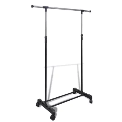 Vidaxl - Port-manteau r&eacute;glable 4 roulettes 1 rail d'accrochage Noir