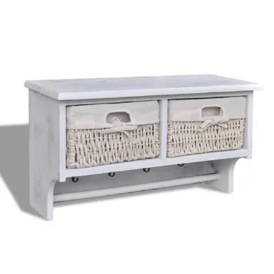 Vidaxl - Porte-manteau Blanc 60x23,5x33 cm Bois de Paulownia Blanc