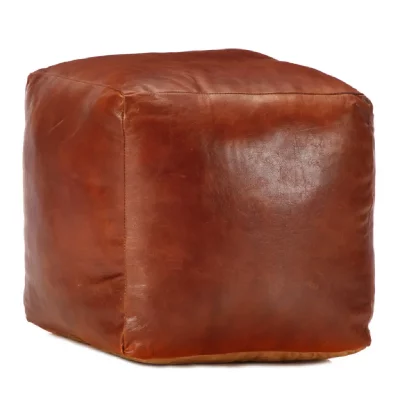 VIDAXL  - Pouf 40 x 40 x 40 cm Brun roux Cuir v&eacute;ritable de ch&egrave;vre Tan