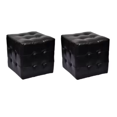 VIDAXL  pouf cube capitonn&eacute; noir (lot de 2) 60740