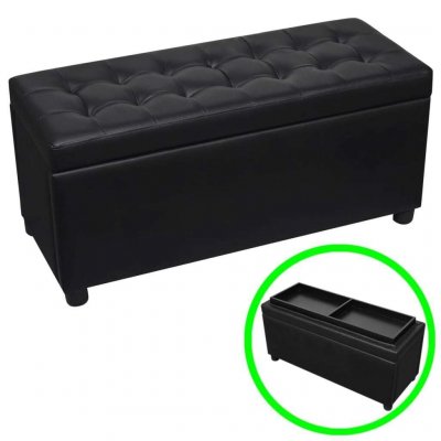 VIDAXL  pouf de rangement cuir synth&eacute;tique noir 242407