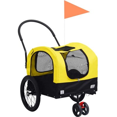 VIDAXL  remorque de v&eacute;lo de chiens et poussette 2-en-1 jaune/noir 9,5kg