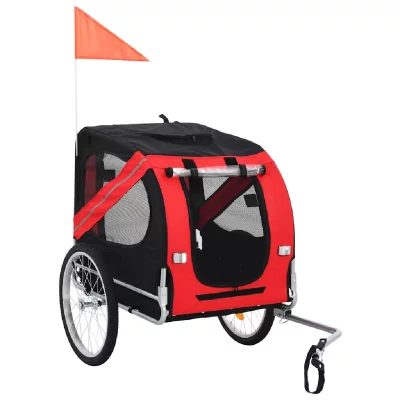 VIDAXL  - Remorque de v&eacute;lo pour chiens Rouge et noir Rouge et noir