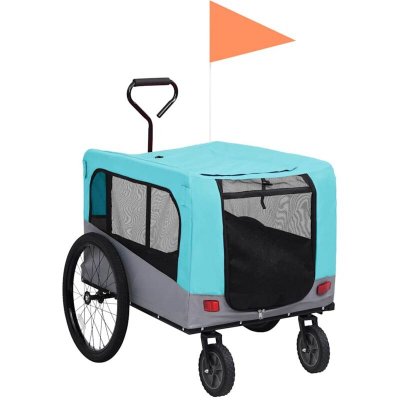 VIDAXL  remorque de v&eacute;lo/poussette 2 en 1 pour chien bleu gris 14,05 kg