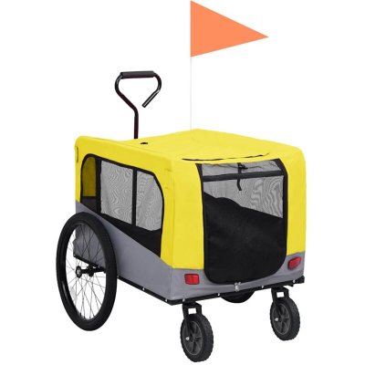VIDAXL  remorque de v&eacute;lo/poussette 2 en 1 pour chien jaune gris 14,05kg