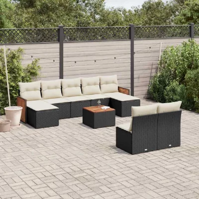 VIDAXL  Salon de jardin - 10 pcs - Noir