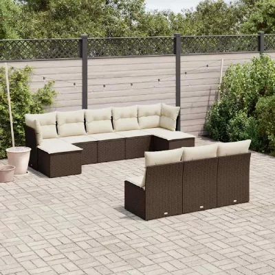 VIDAXL  Salon de jardin 10 pi&egrave;ces - Marron