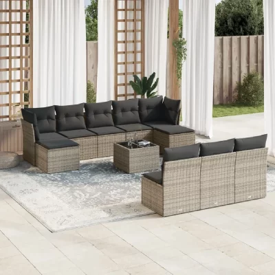 VIDAXL  Salon de jardin 11 pcs avec coussins - Gris