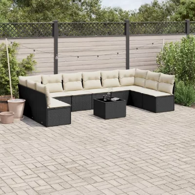 VIDAXL  Salon de jardin 11 pcs avec coussins - Noir