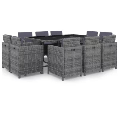 VIDAXL  salon de jardin 11 pcs avec coussins r&eacute;sine tress&eacute;e gris 46378