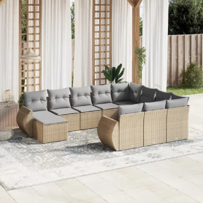 VIDAXL  Salon de jardin 11 pi&egrave;ces avec coussins - Beige