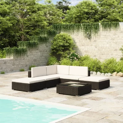 VIDAXL  Salon de jardin 15 pi&egrave;ces en rotin noir
