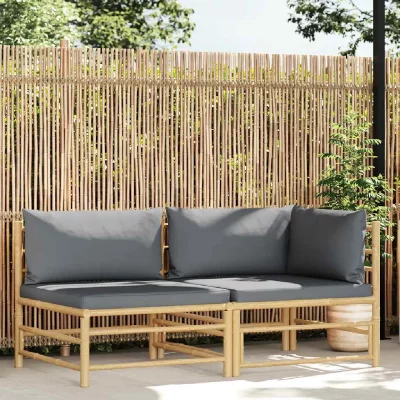 VIDAXL  Salon De Jardin 2 Pcs Avec Coussins Gris Fonc&eacute; Bambou