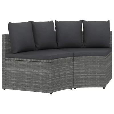 VIDAXL  Salon De Jardin 2 Pcs Avec Coussins R&eacute;sine Tress&eacute;e Gris