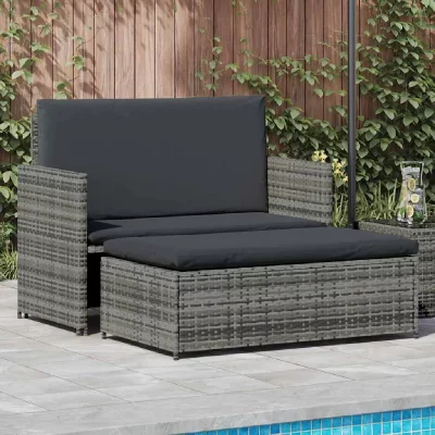 VIDAXL  salon de jardin 2 pcs avec coussins r&eacute;sine tress&eacute;e gris 44483