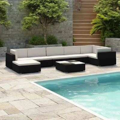 VIDAXL  Salon de jardin 24 pi&egrave;ces en rotin noir