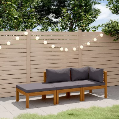 VIDAXL  Salon De Jardin 3 Pcs Avec Coussin Bois D'acacia Solide