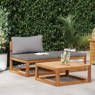 VIDAXL  salon de jardin 3 pcs avec coussins bois d'acacia solide 311854