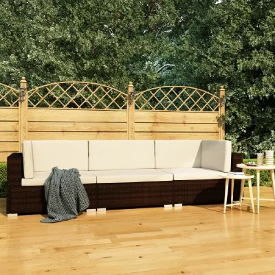 VIDAXL  salon de jardin 3 pcs avec coussins r&eacute;sine tress&eacute;e marron 47265