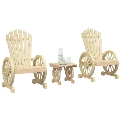 VIDAXL  Salon De Jardin 3 Pcs Bois De Sapin Massif
