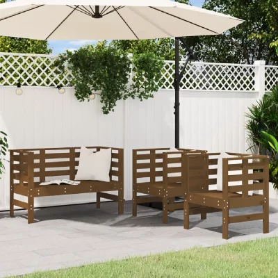 VIDAXL  salon de jardin 3 pcs marron miel bois de pin massif