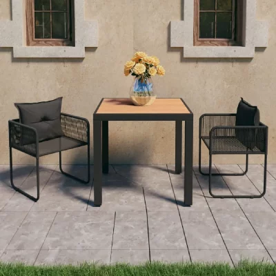 VIDAXL  salon de jardin 3 pcs pvc r&eacute;sine tress&eacute;e noir et marron 3060106