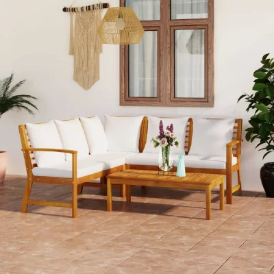 VIDAXL  salon de jardin 4 pcs avec coussin bois d'acacia solide