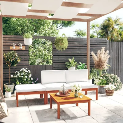 VIDAXL  salon de jardin 4 pcs avec coussins bois d'acacia solide