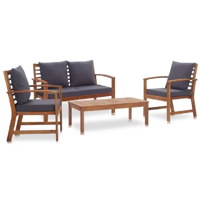 VIDAXL  salon de jardin 4 pcs avec coussins bois d'acacia solide 47284