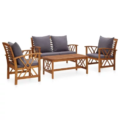 VIDAXL  Salon de jardin 4 pcs avec coussins - Gris