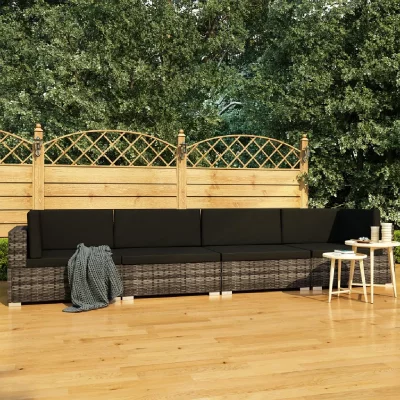 VIDAXL  salon de jardin 4 pcs avec coussins r&eacute;sine tress&eacute;e gris 47270